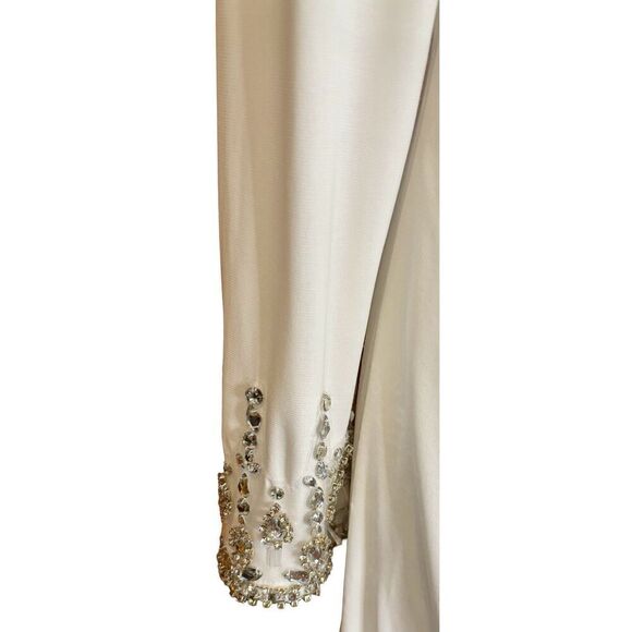 Ieena for Mac Duggal FOLDOVER LONG SLEEVE JEWELED MIDI DRESS NWOT Size 6 - Picture 5 of 7